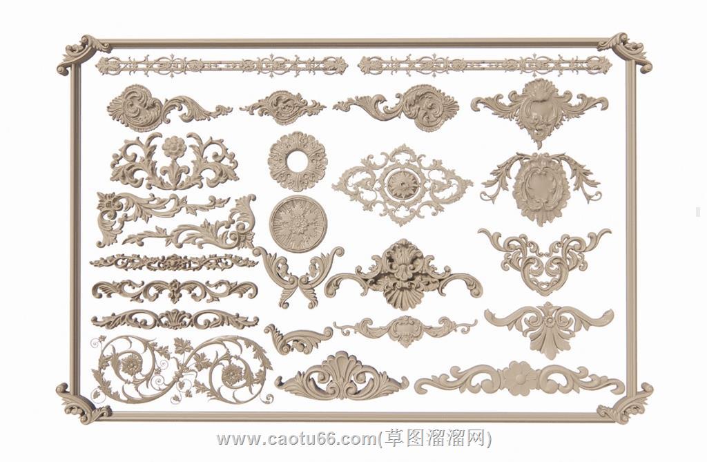 石膏浮雕雕花SU模型