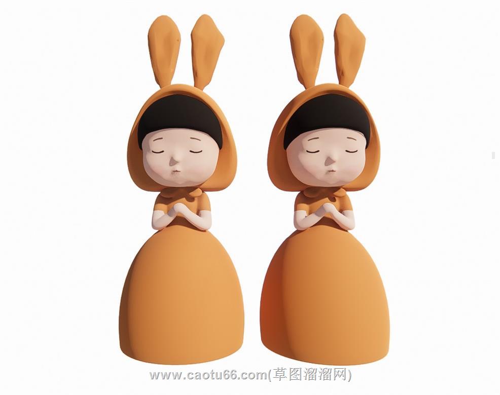 兔子女孩手办SU模型