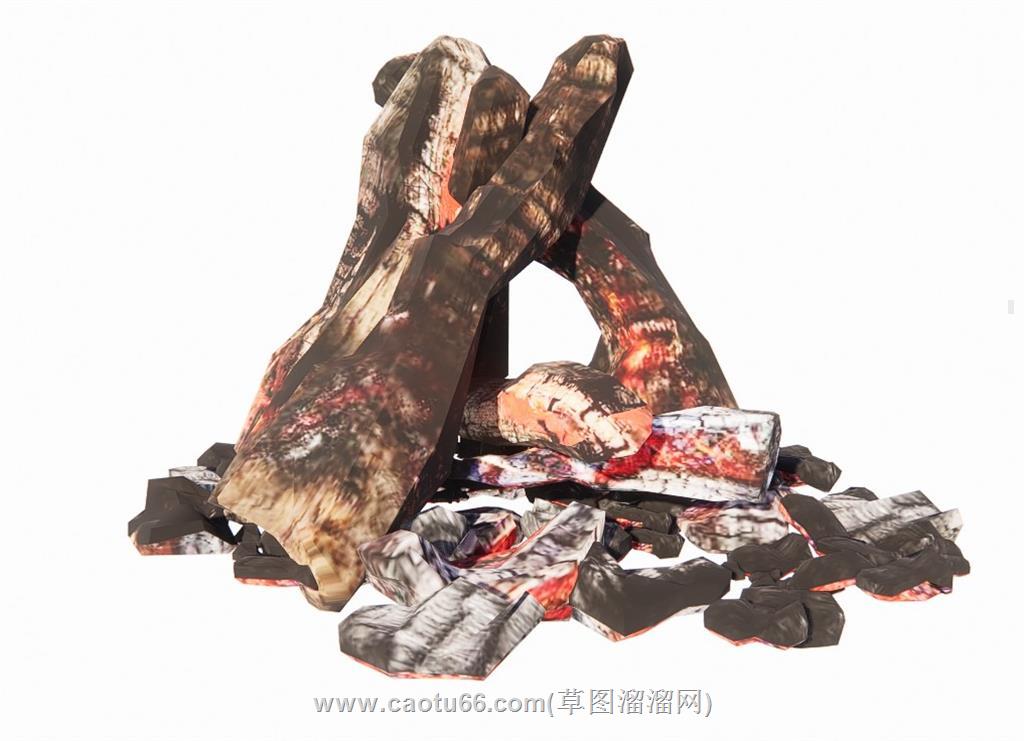 木炭炭火篝火SU模型