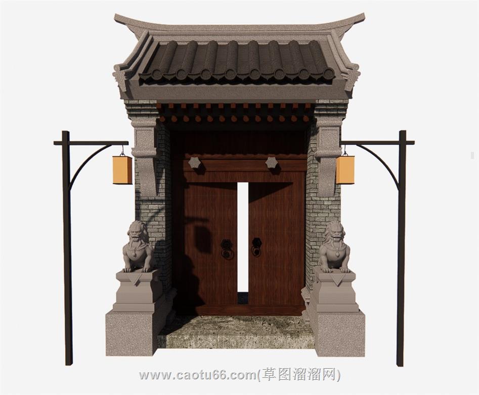 入户门院门SU模型