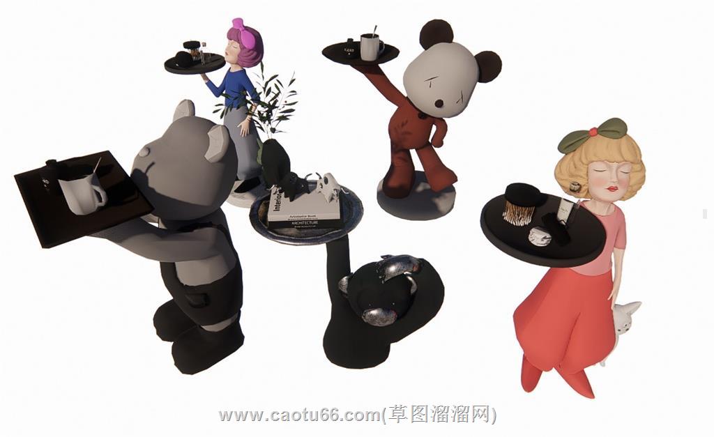 手托盘工艺品手办SU模型