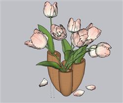 装饰花瓶插花SU模型