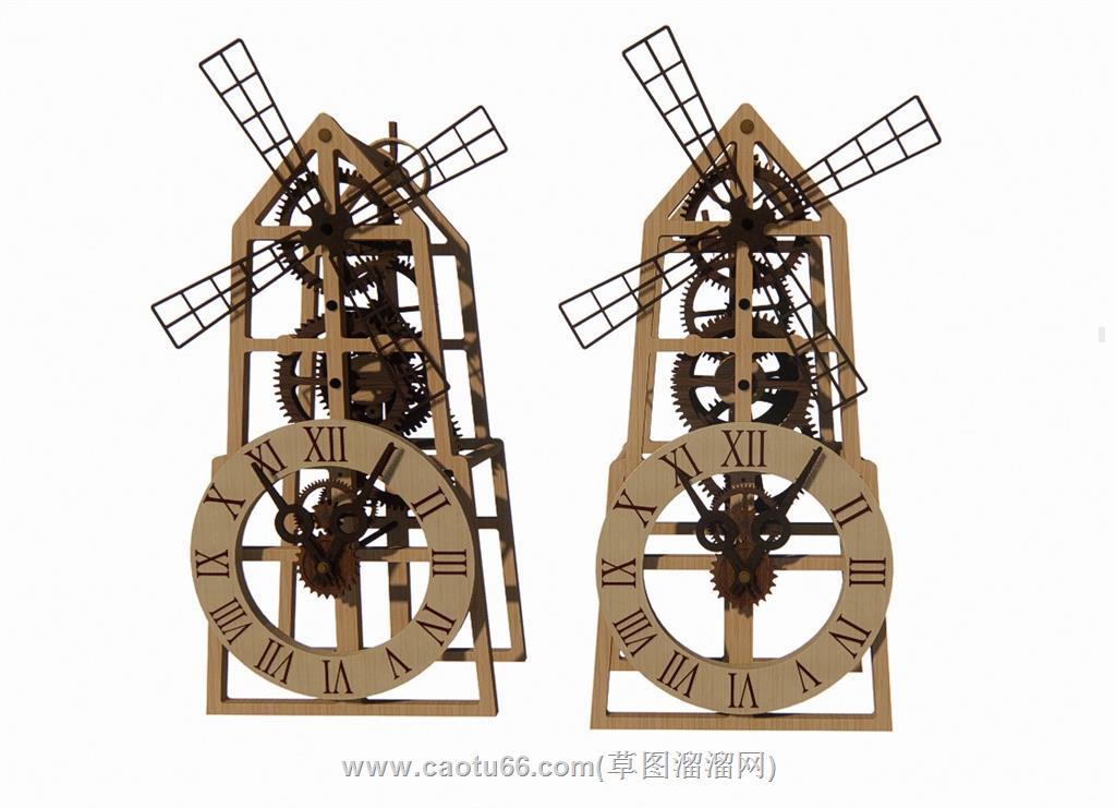 风车齿轮时钟SU模型