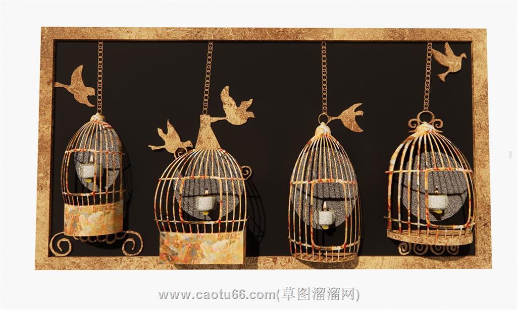 生锈立体鸟笼SU模型
