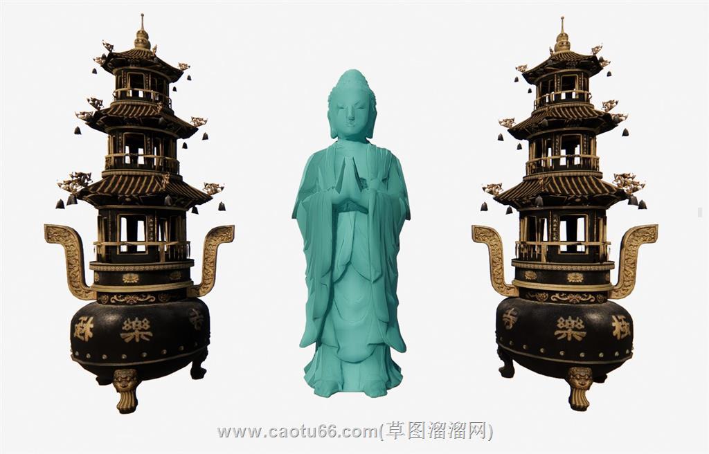 佛像香炉古鼎SU模型