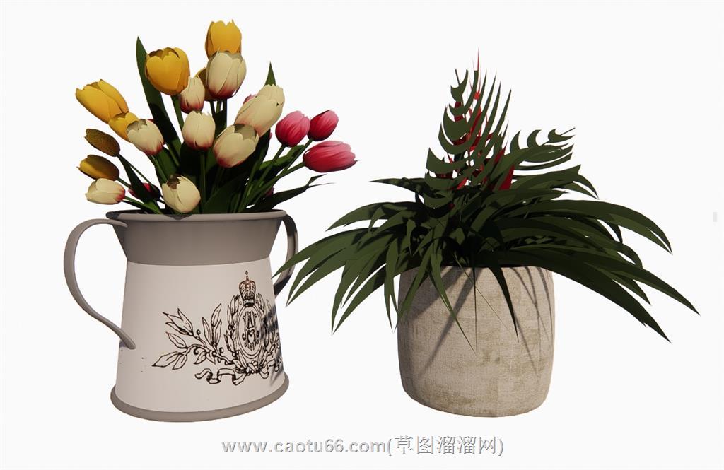 玫瑰装饰插花SU模型