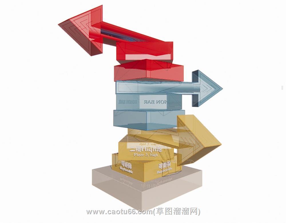 霓虹灯标识牌指引牌SU模型
