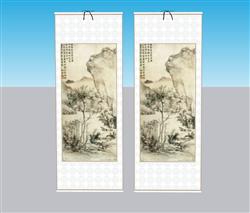 山水画挂画装饰画SU模型
