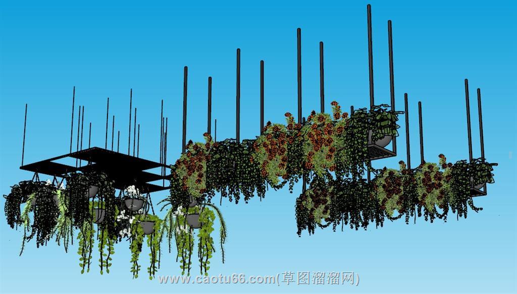 吊篮植物装饰SU模型