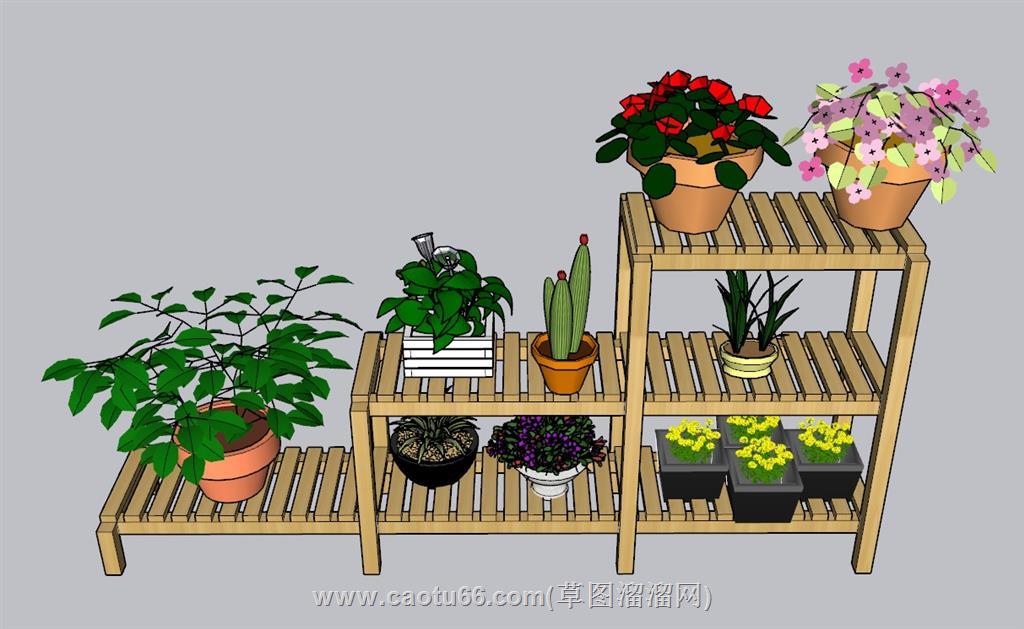 花架花盆植物SU模型