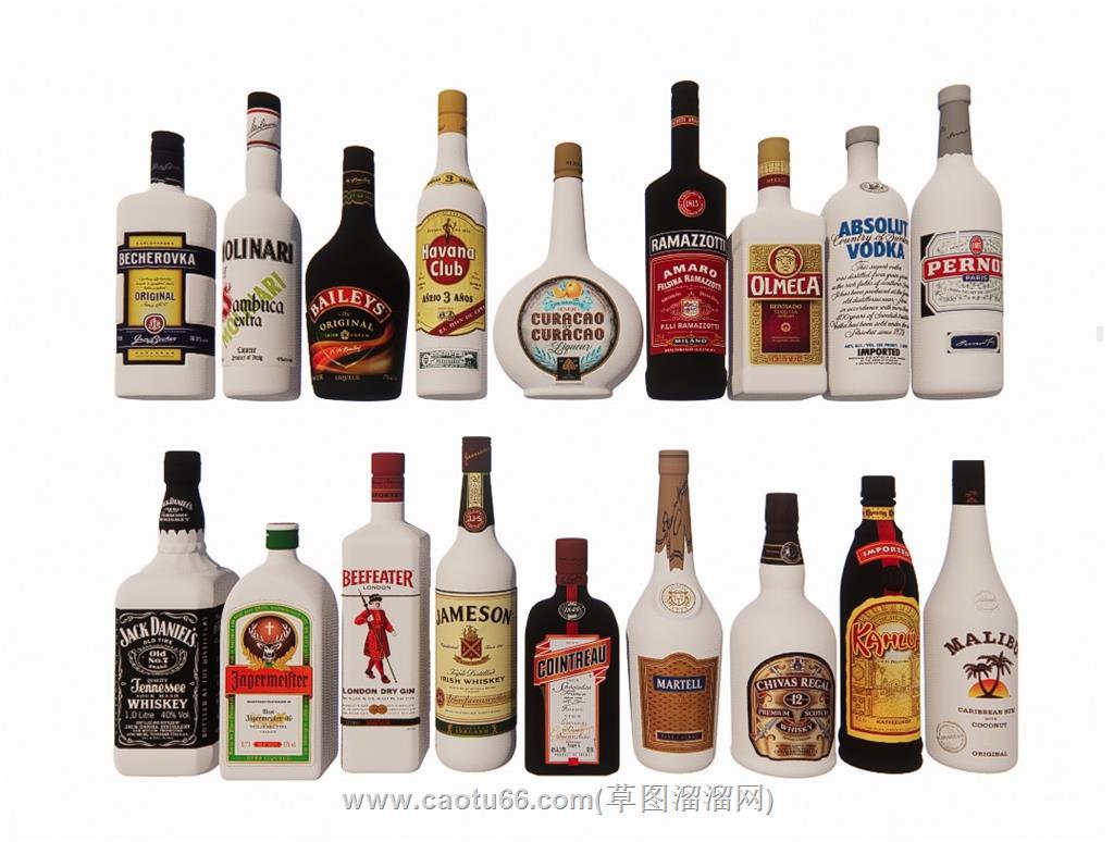 洋酒酒瓶白酒SU模型