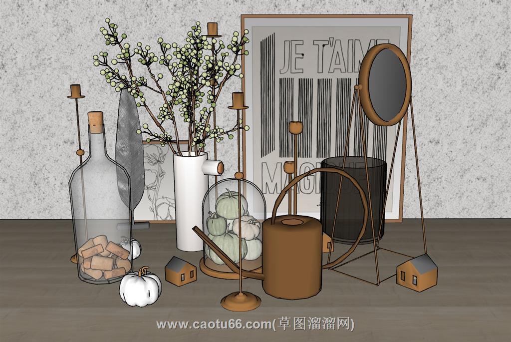 花瓶装饰摆件SU模型