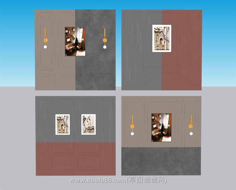 护墙板艺术墙SU模型