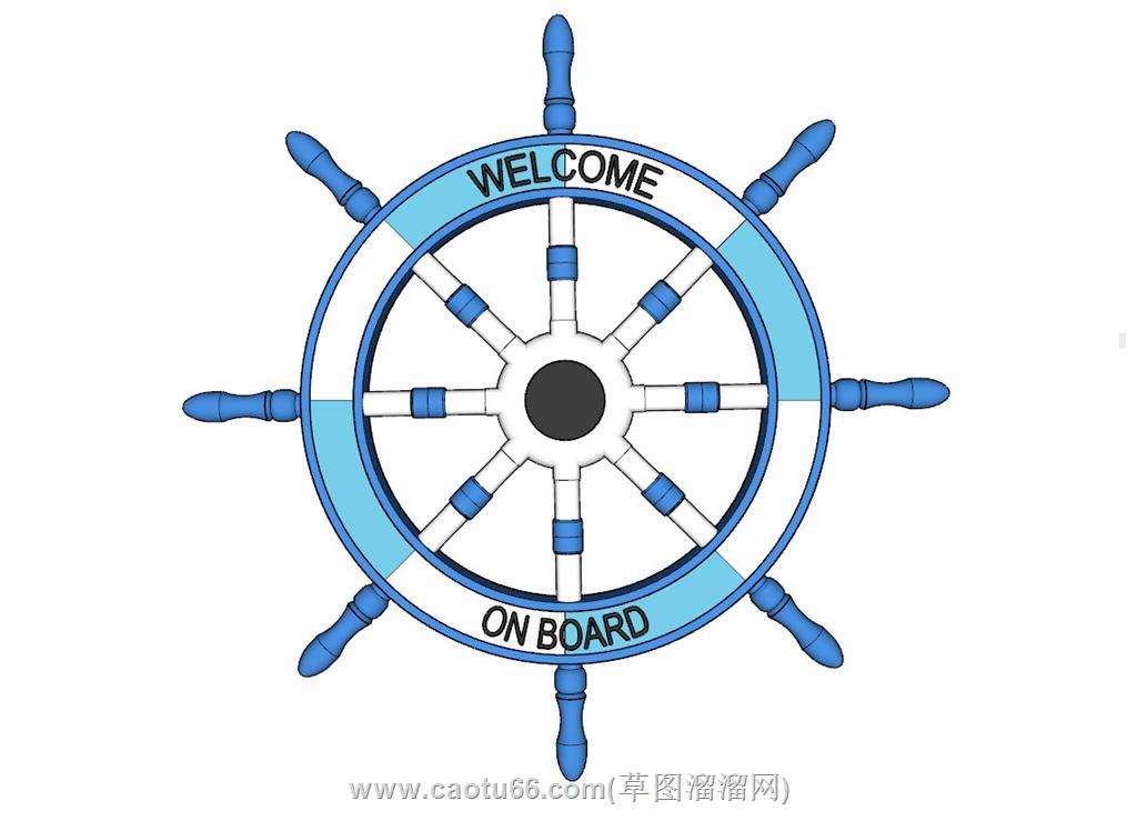 地中海船舵装饰品SU模型