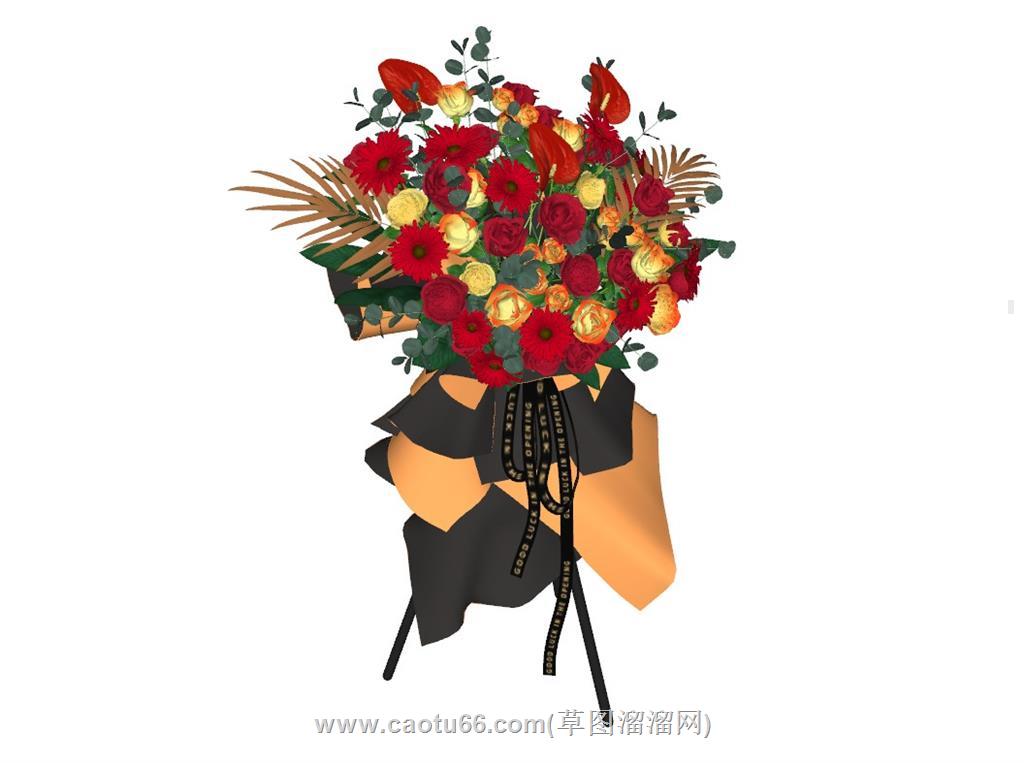 开业花篮鲜花SU模型
