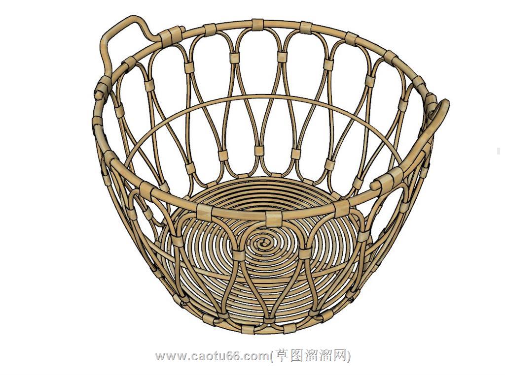 竹篮篮子装饰SU模型