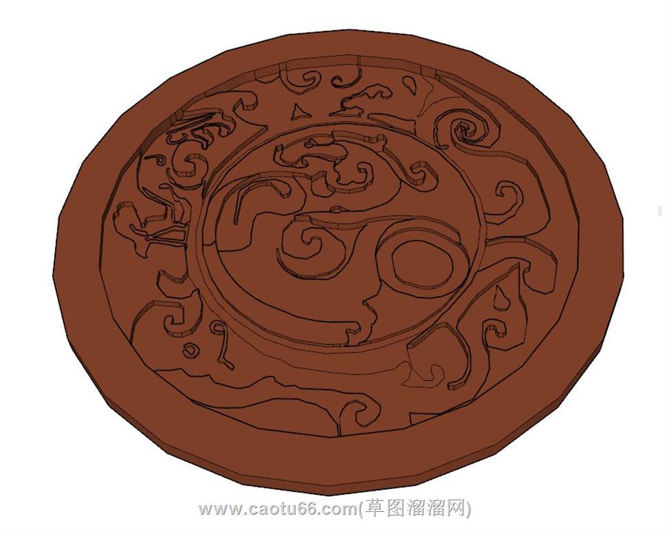 龙纹铺装装饰SU模型