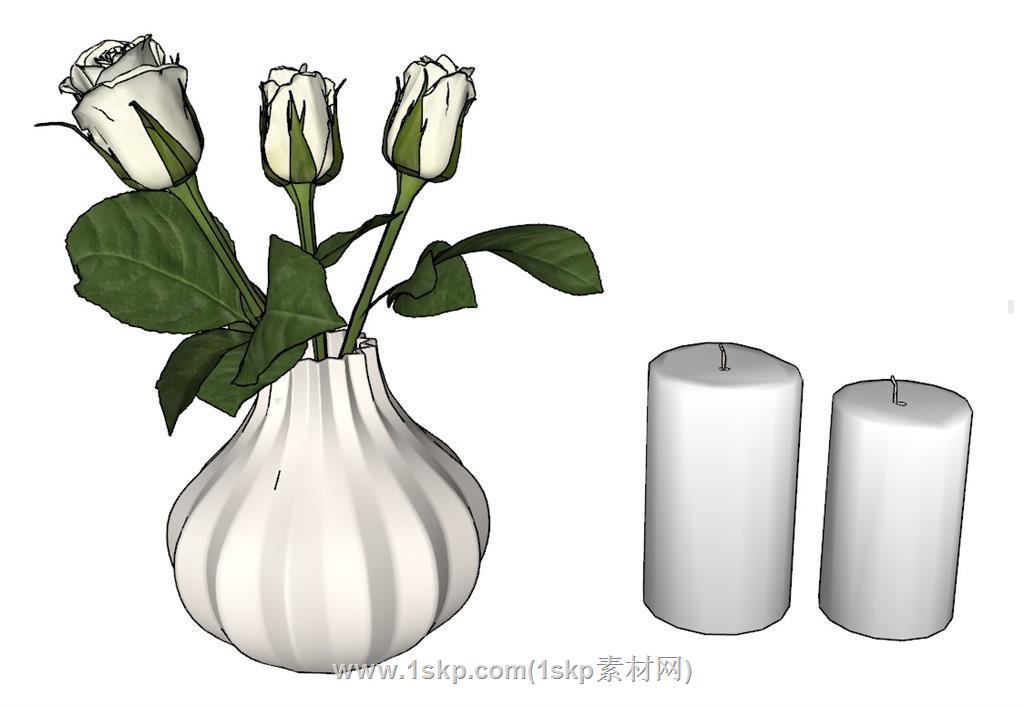 花瓶蜡烛SU模型