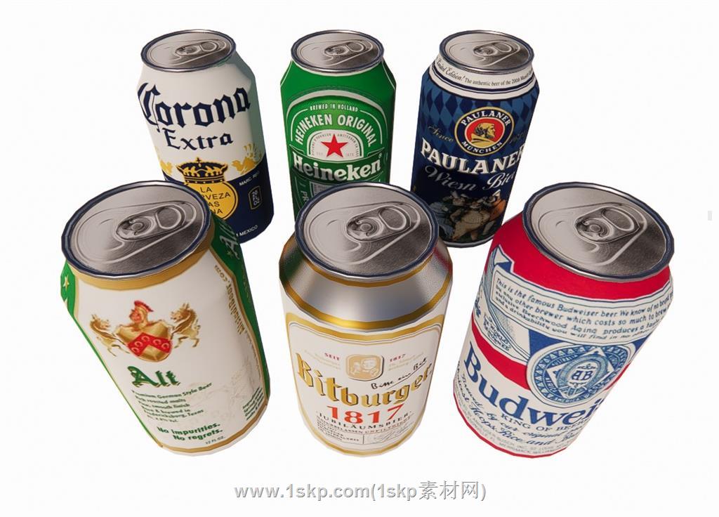 易拉罐啤酒酒瓶SU模型