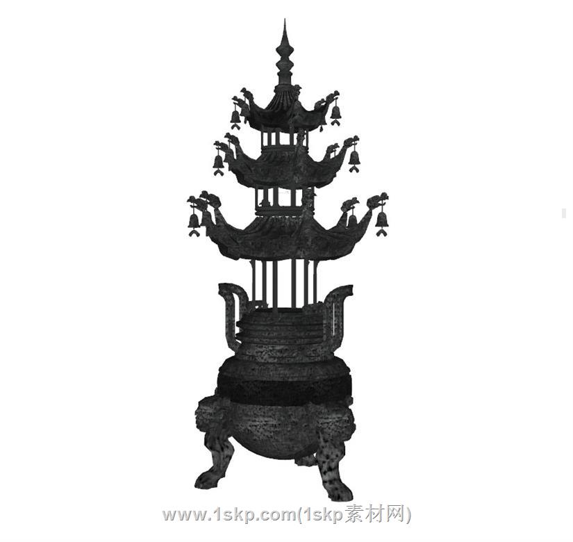 香炉古鼎SU模型