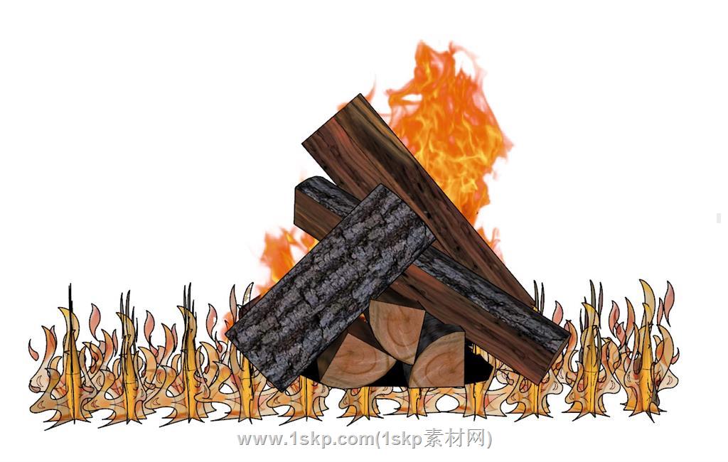 柴火火堆火焰SU模型