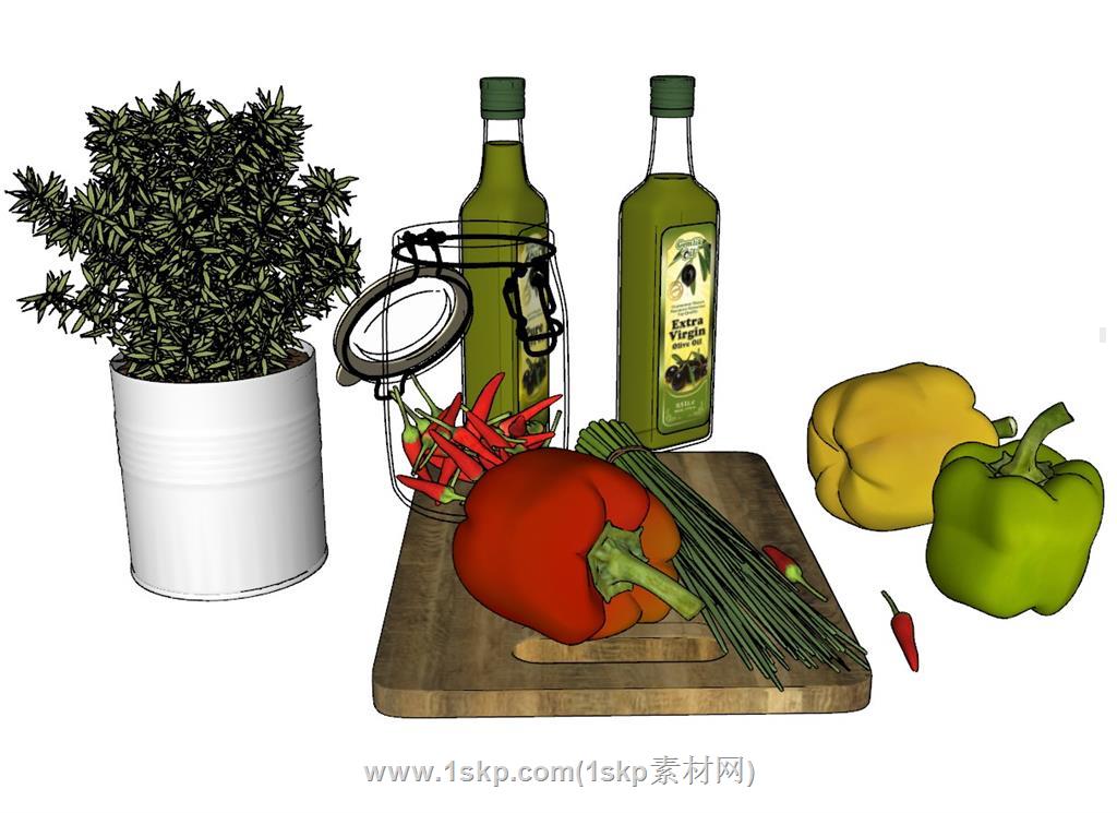 蔬菜切菜板辣椒SU模型