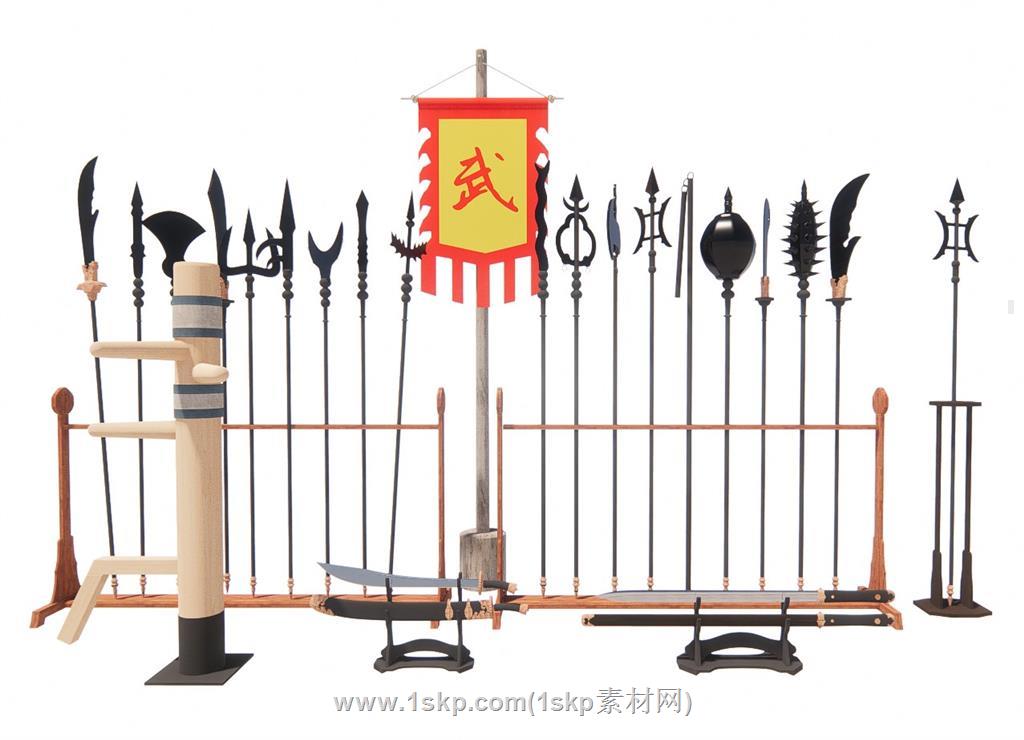 古代冷兵器兵器架SU模型