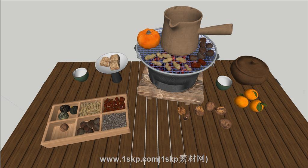 砂锅煮茶锅头SU模型