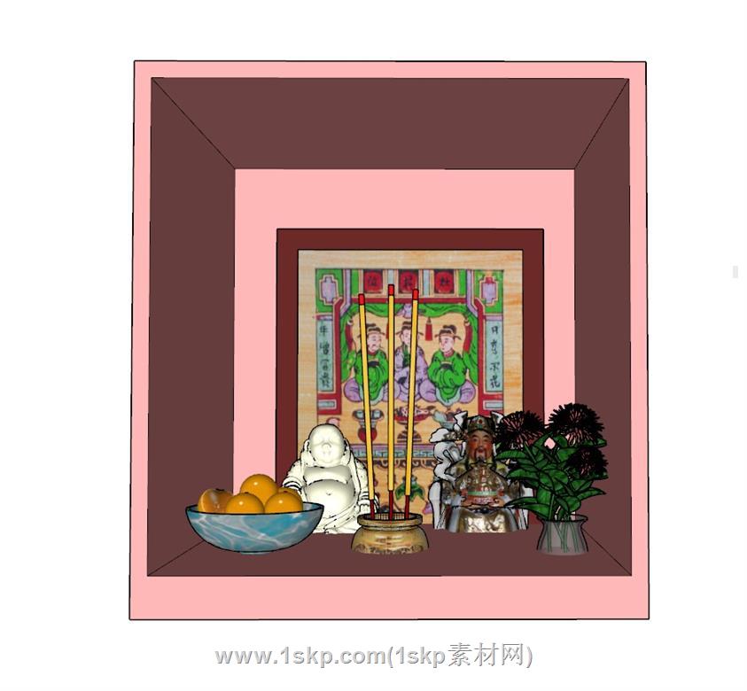 贡拜香炉弥勒佛SU模型