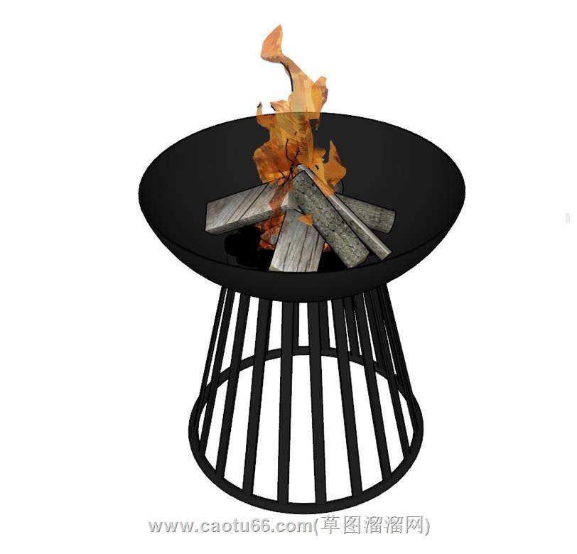 花盆篝火SU模型