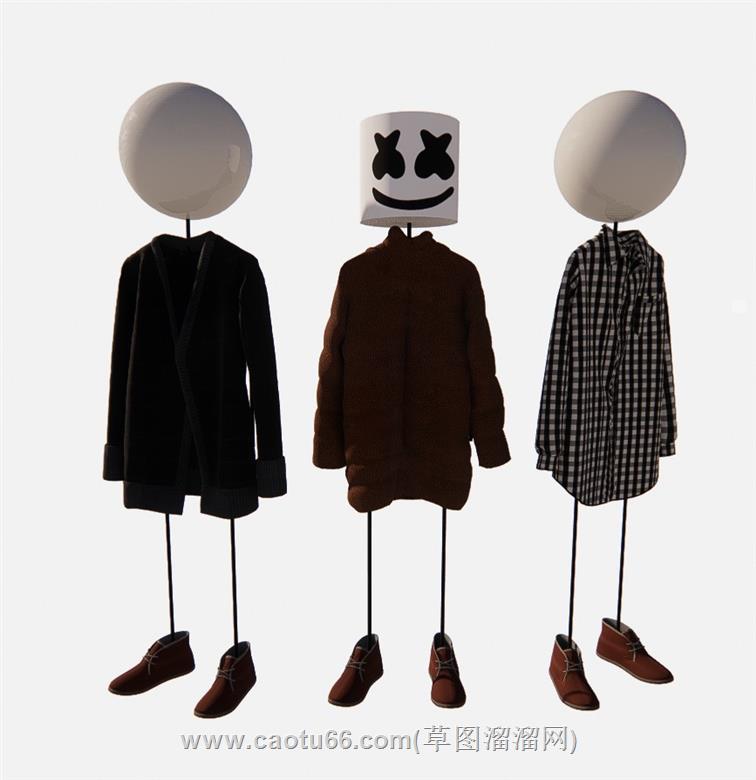 艺术服装火柴人SU模型