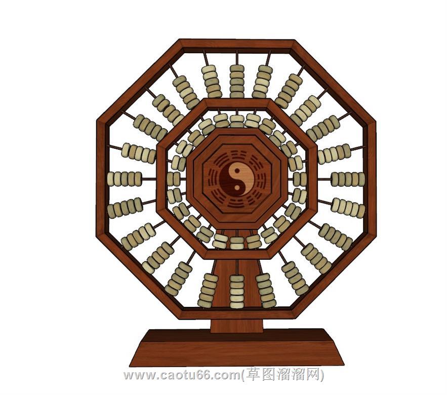 中式八卦装饰SU模型