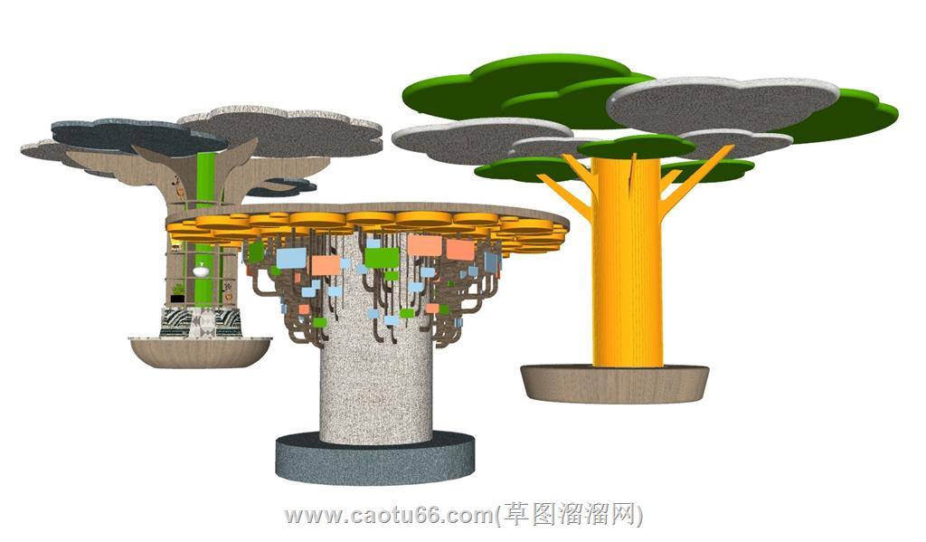 树形柱子SU模型