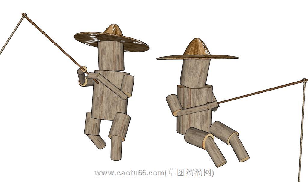 钓鱼工艺品摆件SU模型
