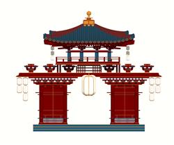国潮牌楼门楼SU模型
