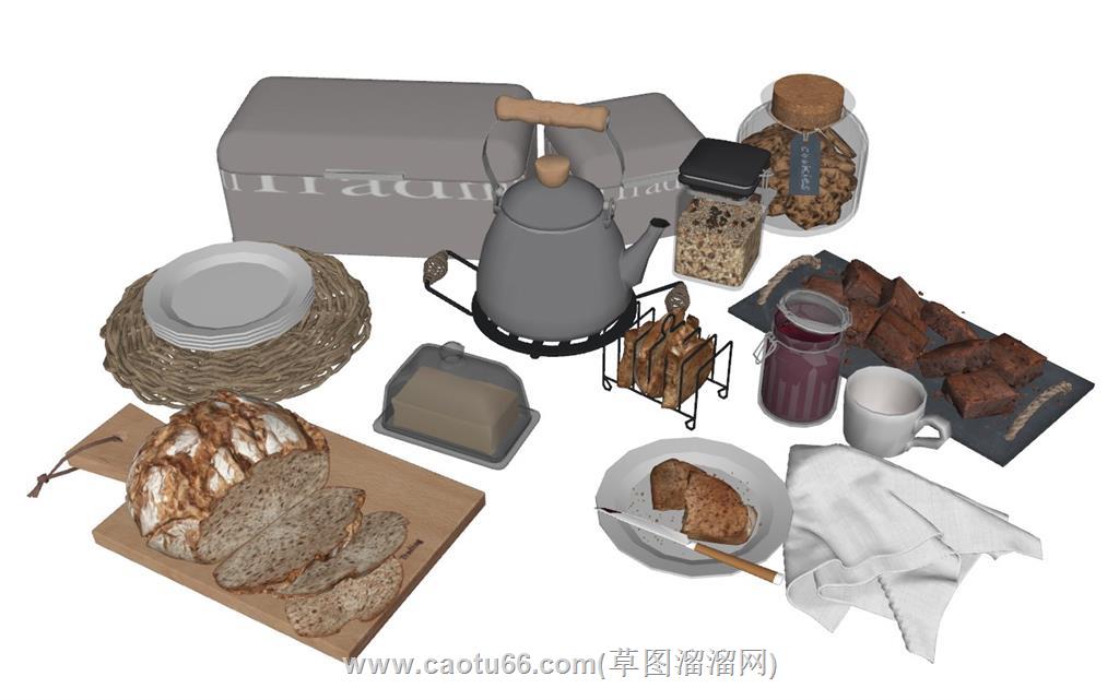 厨房饰品面包SU模型