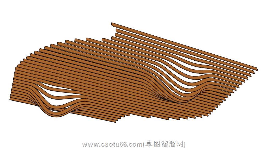 木质艺术吊顶SU模型