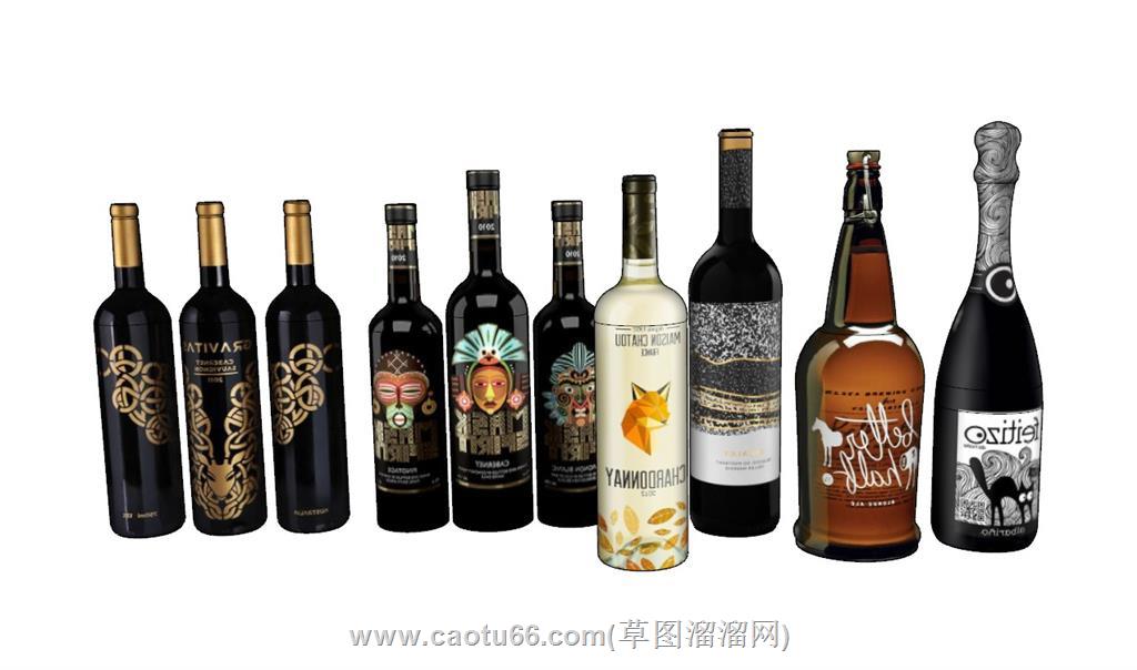 酒瓶洋酒SU模型
