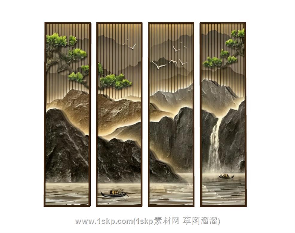 装饰画山水画SU模型
