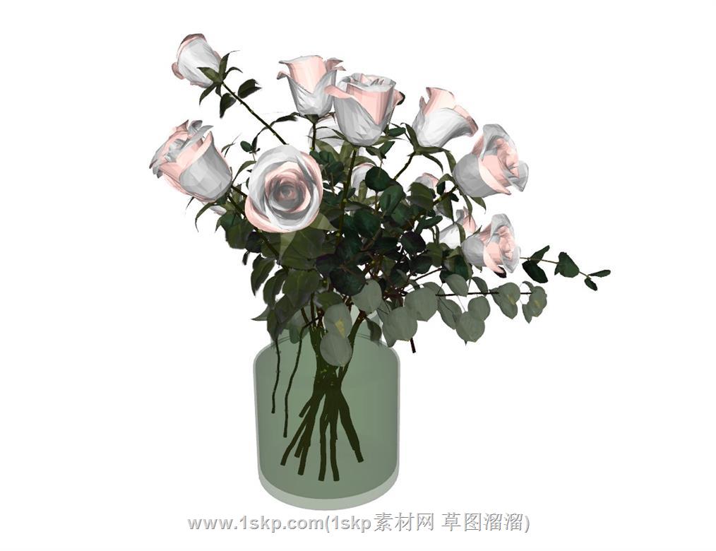 玫瑰花瓶SU模型