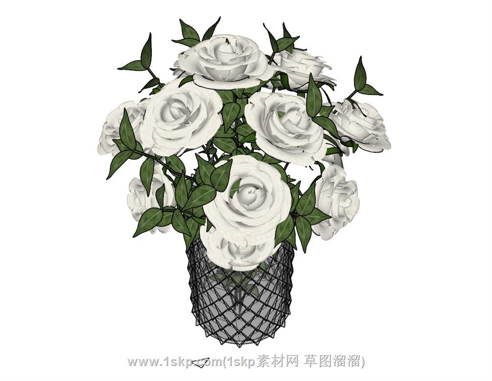 白玫瑰花瓶SU模型
