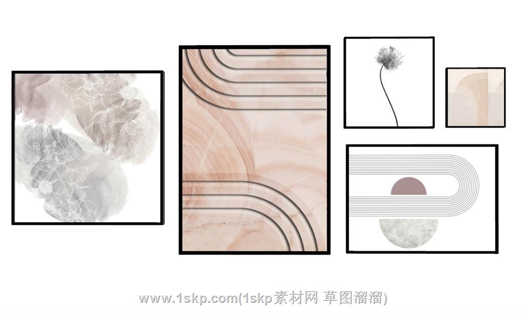 照片墙装饰画SU模型