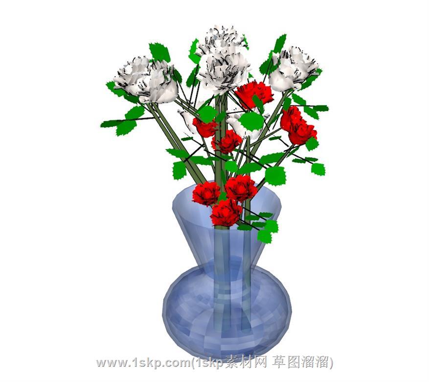 玫瑰花瓶SU模型