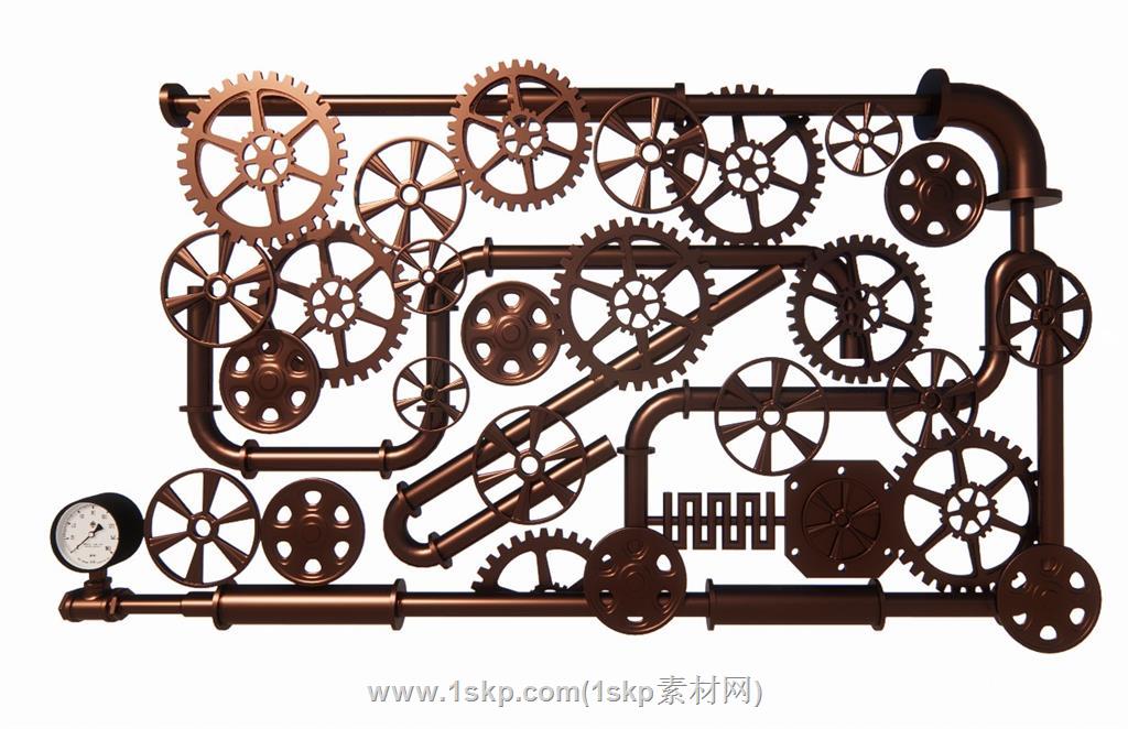 工业齿轮装饰SU模型
