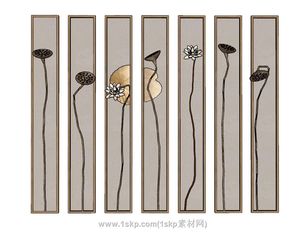 莲藕装饰立体画SU模型