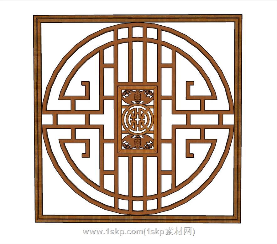 中式花窗SU模型