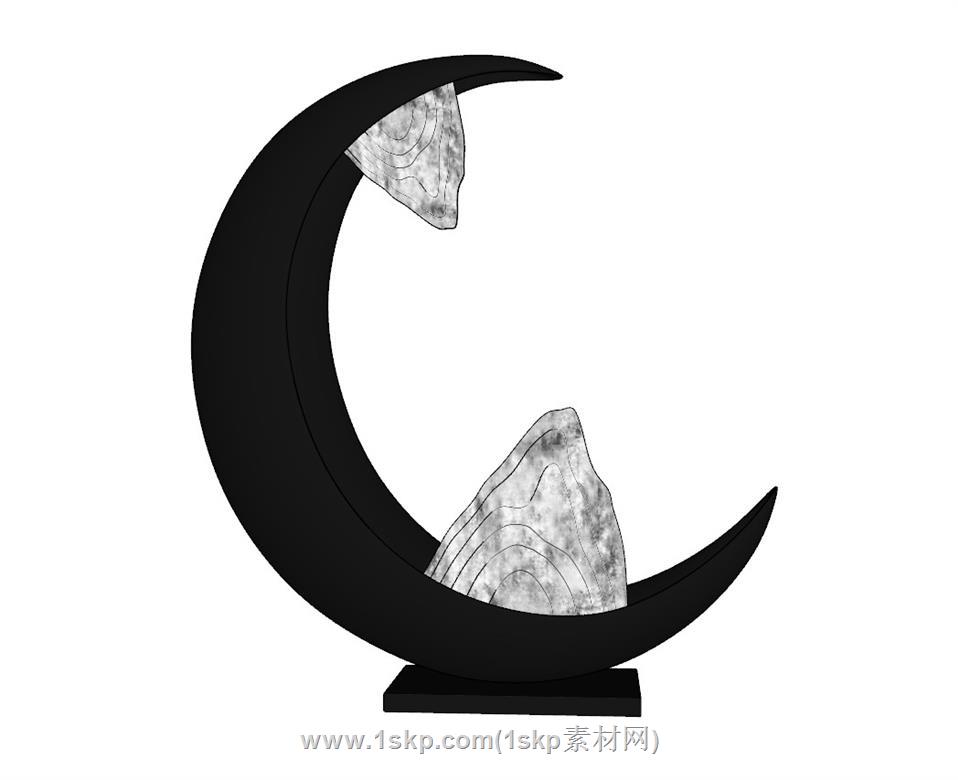 月牙月亮摆件SU模型