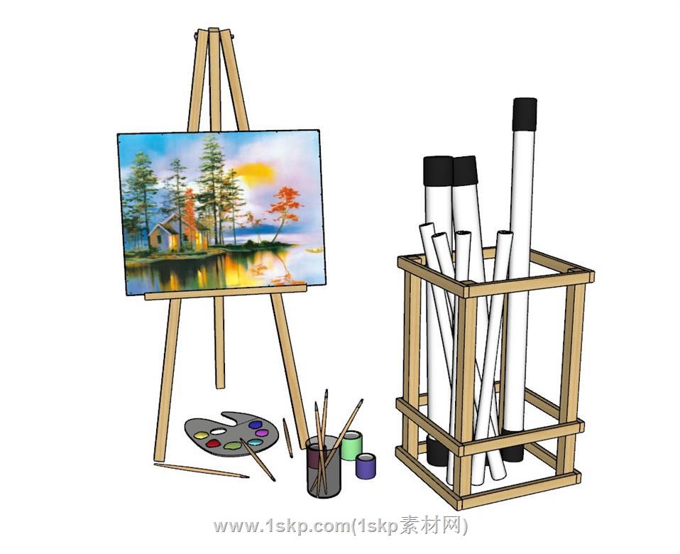 画架绘画板SU模型