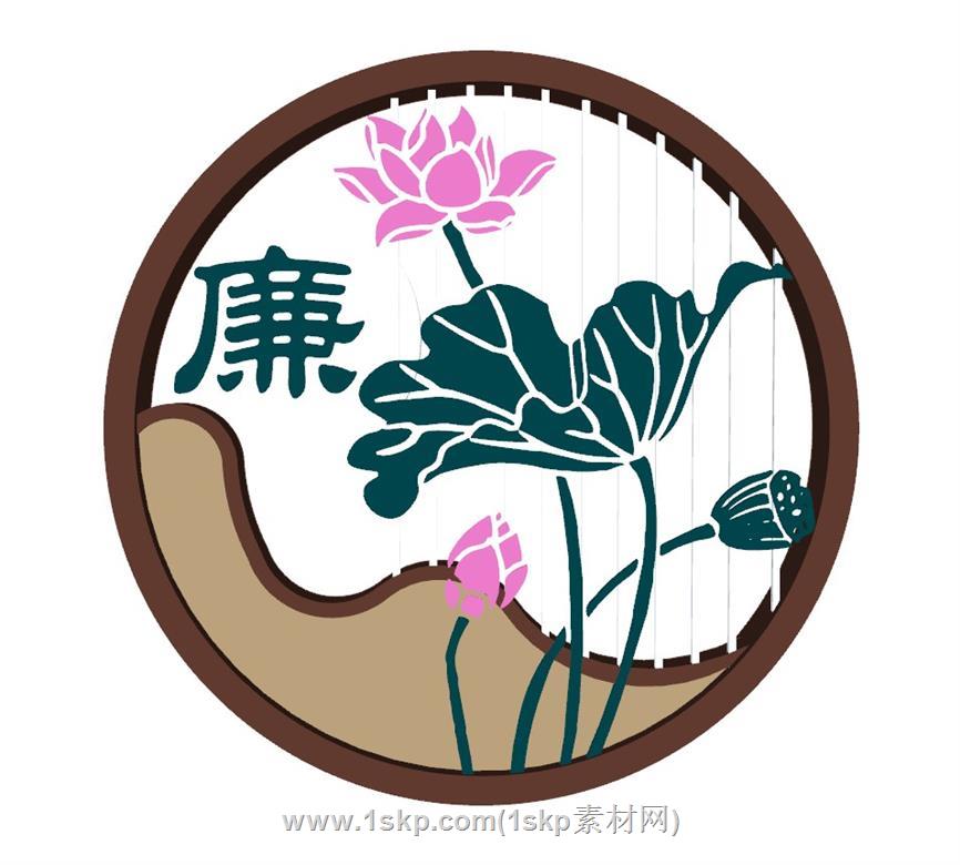 廉正莲花装饰SU模型