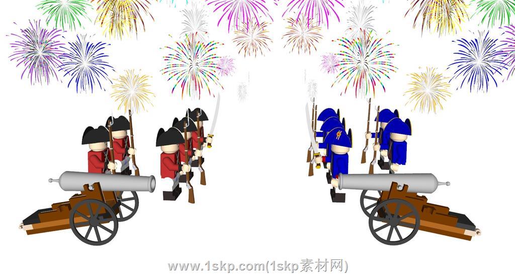 美英乐高烟花SU模型